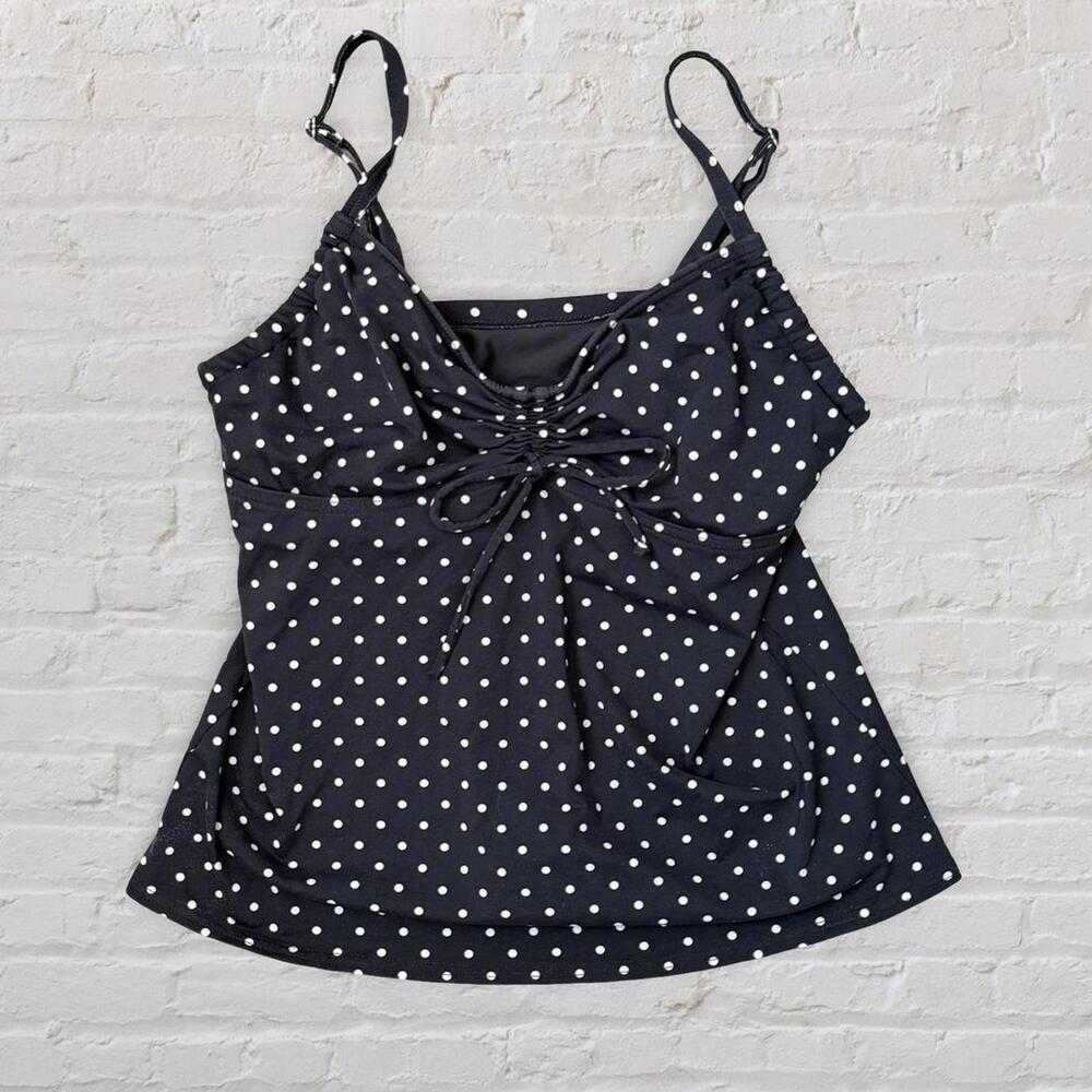 y2k black and white polkadot underwire tank top with bathing suit fabric